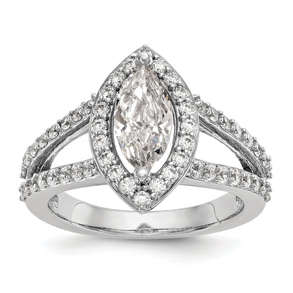 0.25ct. CZ Solid Real 14K White Gold Marquise Halo Engagement Ring
