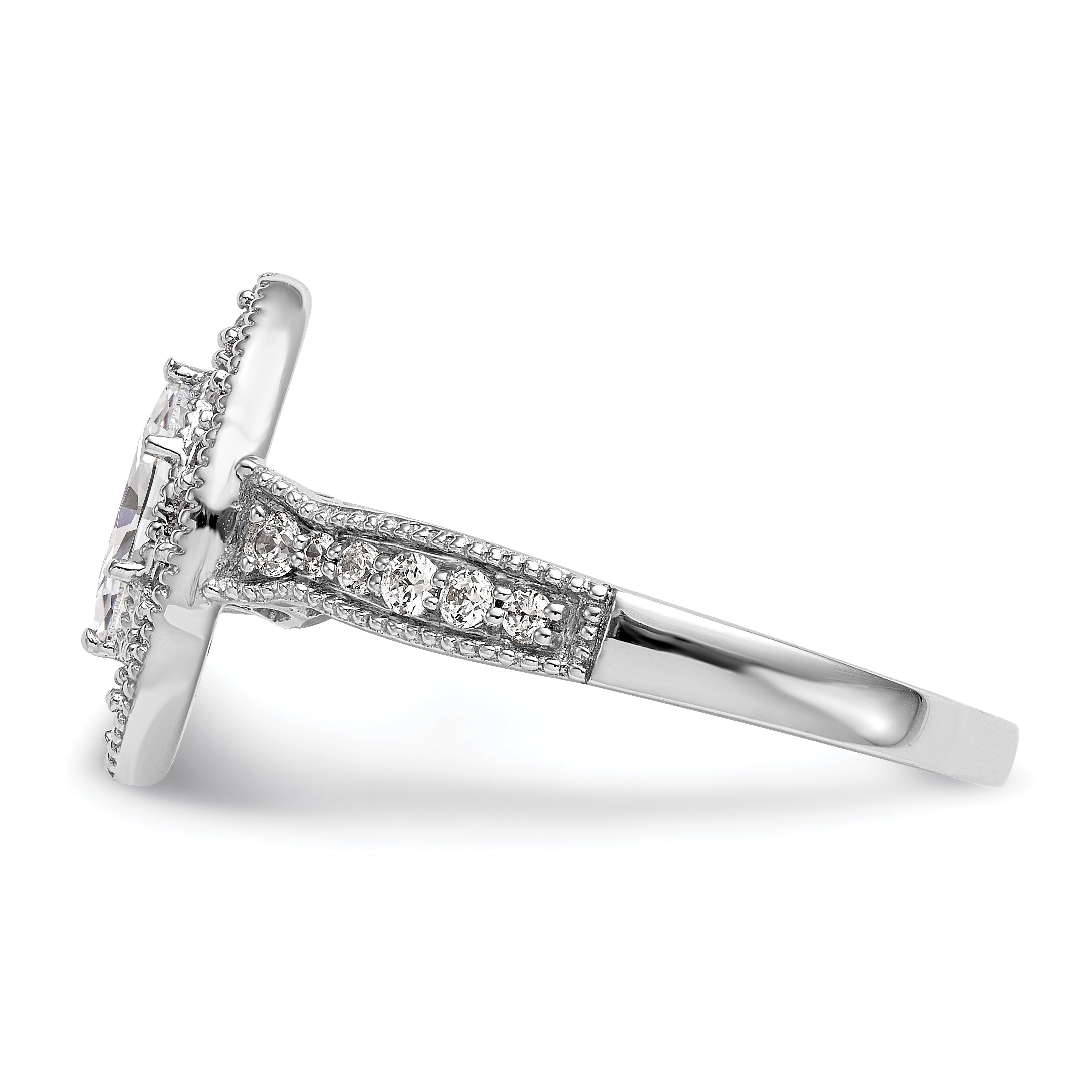 0.38ct. CZ Solid Real 14K White Gold Marquise Halo Engagement Ring