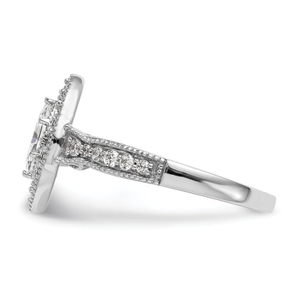 0.38ct. CZ Solid Real 14K White Gold Marquise Halo Engagement Ring