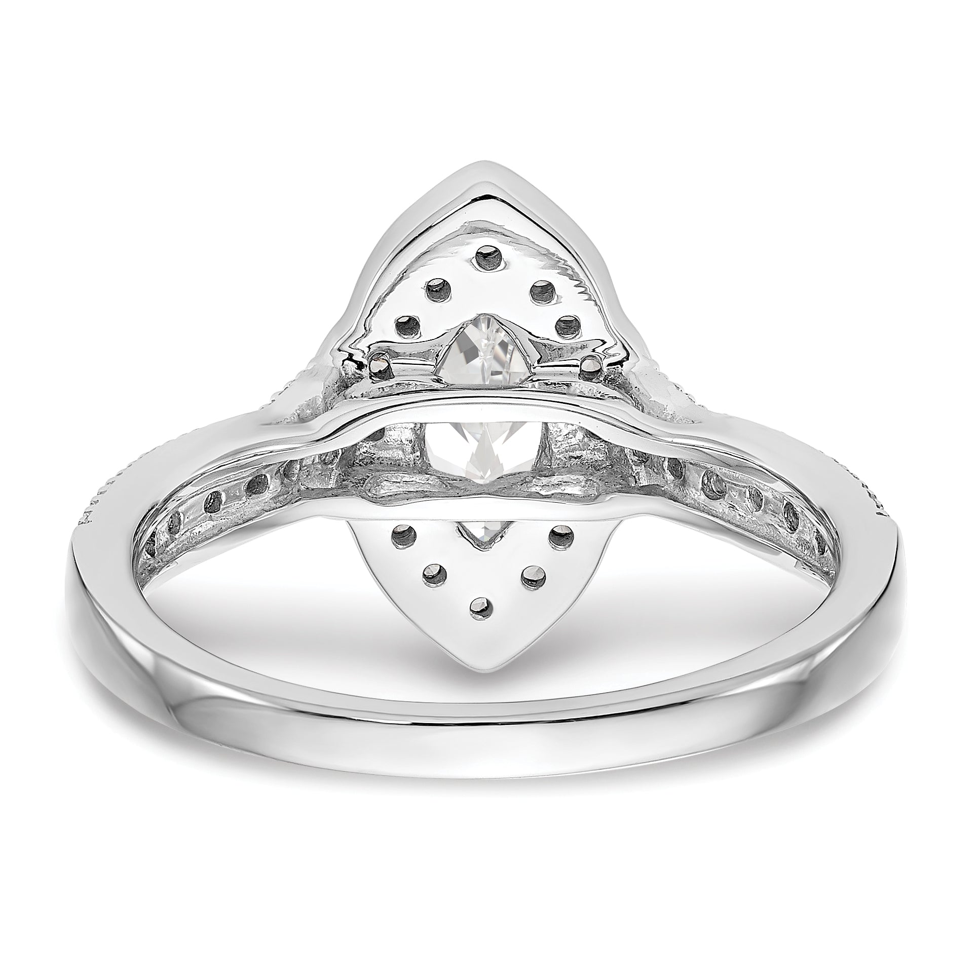 0.38ct. CZ Solid Real 14K White Gold Marquise Halo Engagement Ring