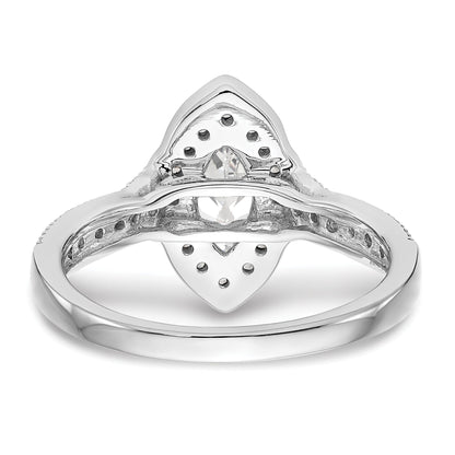 0.38ct. CZ Solid Real 14K White Gold Marquise Halo Engagement Ring