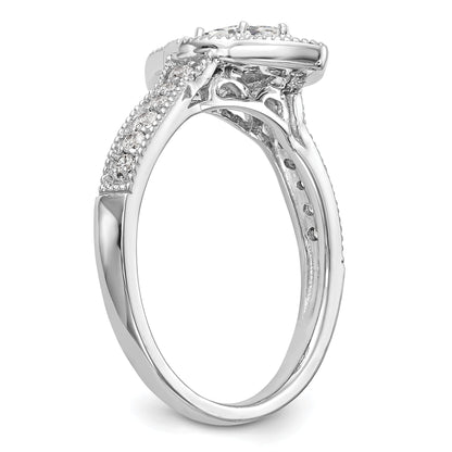 0.38ct. CZ Solid Real 14K White Gold Marquise Halo Engagement Ring