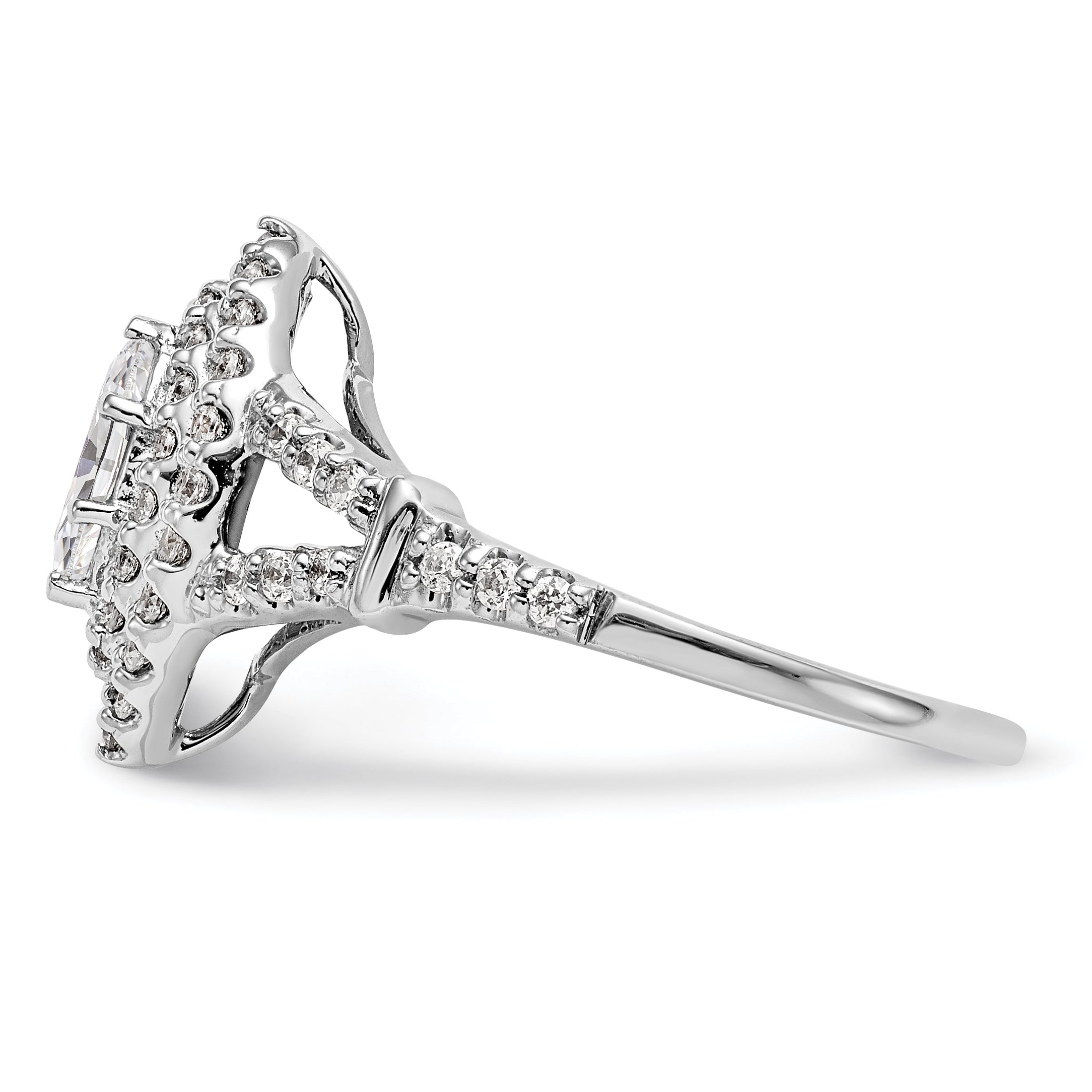 0.38ct. CZ Solid Real 14K White Gold Marquise Double Halo Engagement Ring