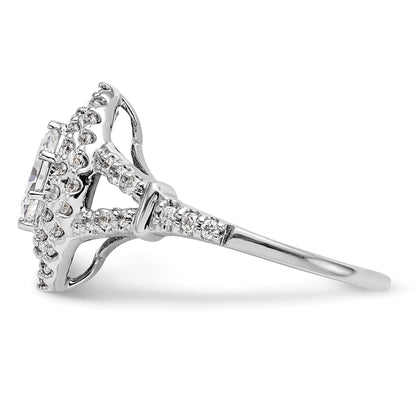 0.38ct. CZ Solid Real 14K White Gold Marquise Double Halo Engagement Ring