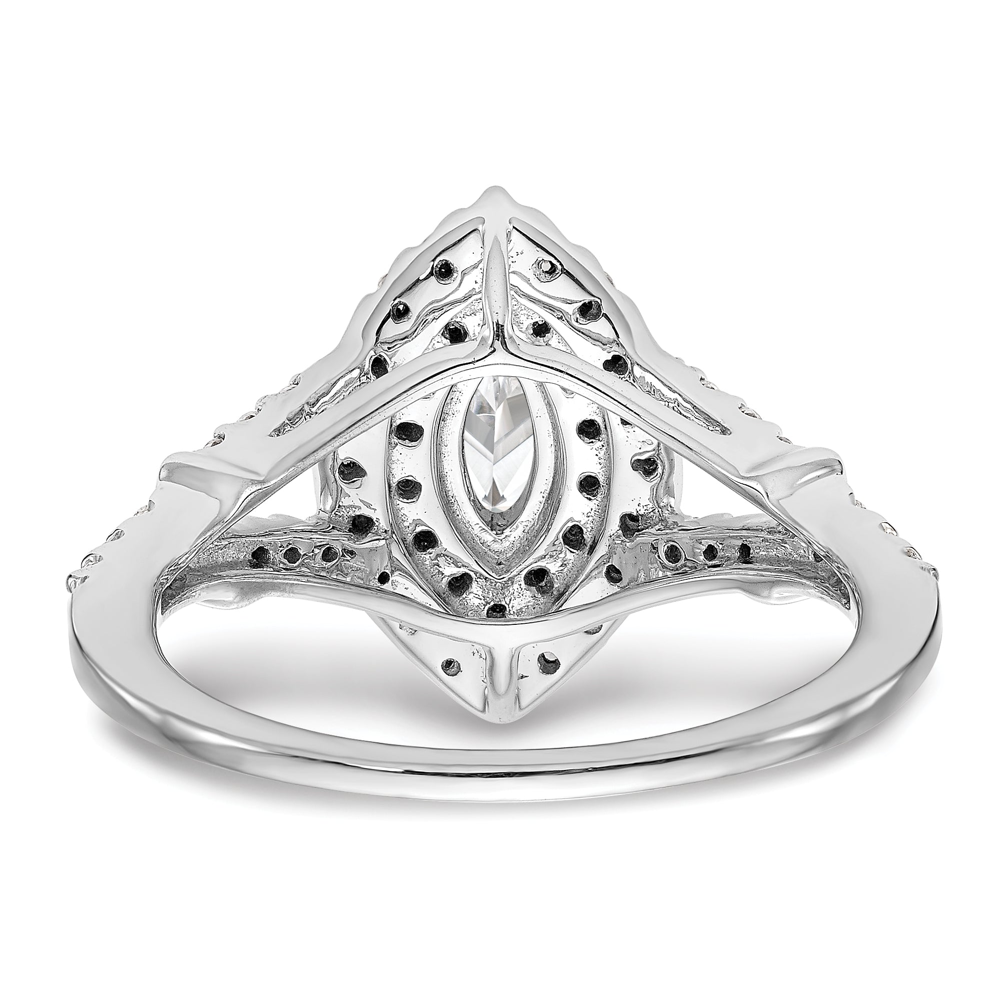 0.38ct. CZ Solid Real 14K White Gold Marquise Double Halo Engagement Ring
