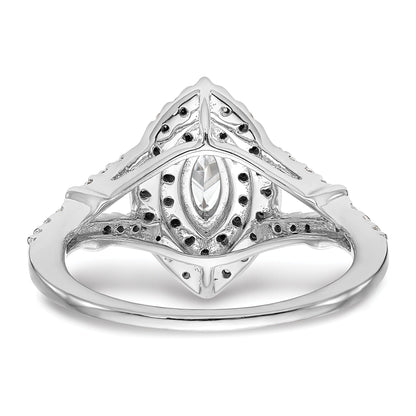 0.38ct. CZ Solid Real 14K White Gold Marquise Double Halo Engagement Ring