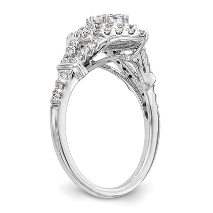 0.38ct. CZ Solid Real 14K White Gold Marquise Double Halo Engagement Ring