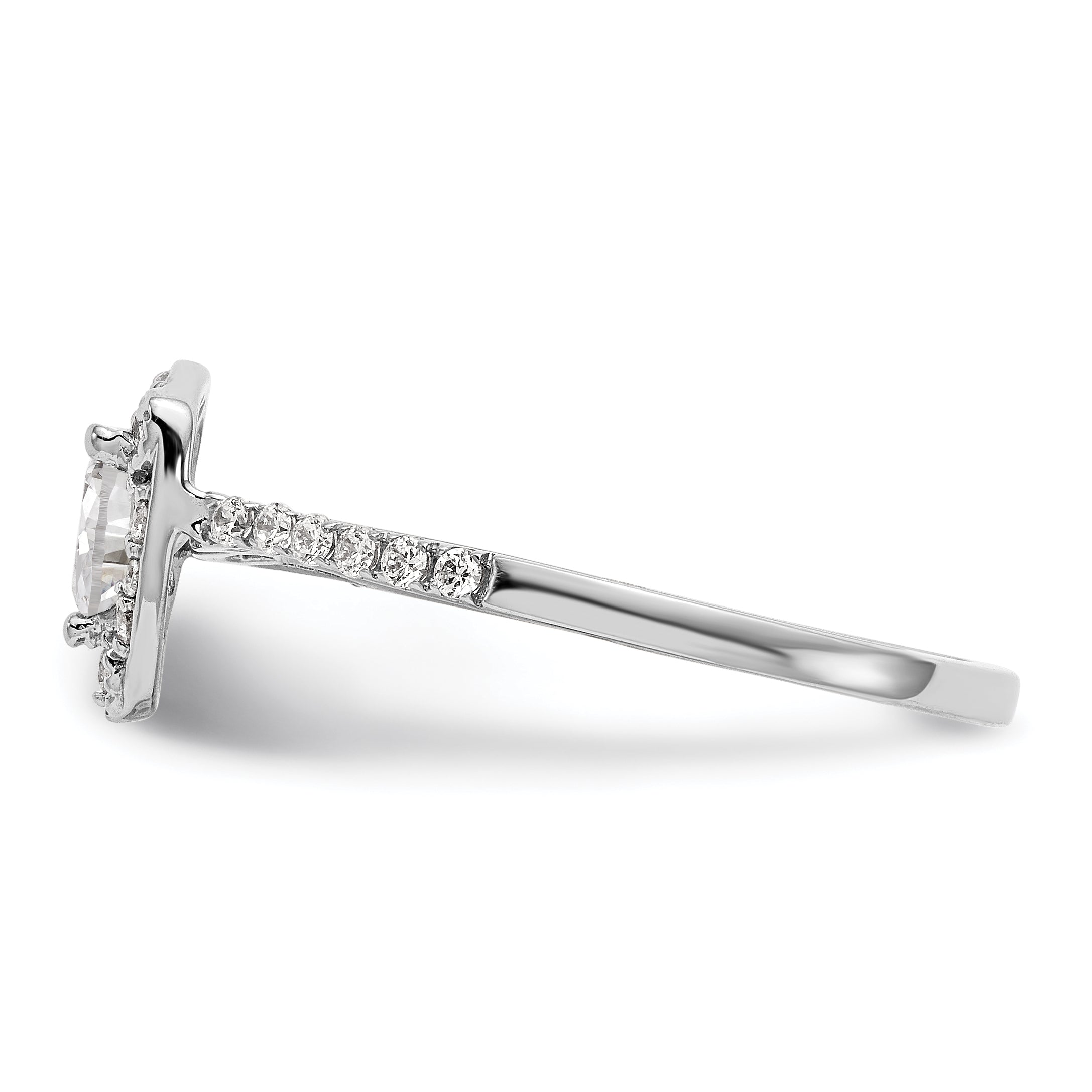 0.50ct. CZ Solid Real 14K White Gold Trillion Halo Engagement Ring