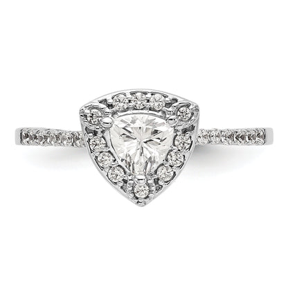 1.00ct. CZ Solid Real 14K White Gold Trillion Halo Engagement Ring