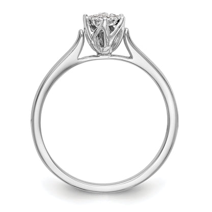0.10ct. CZ Solid Real 14k White Gold Complete Cluster Engagement Ring
