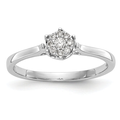 0.10ct. CZ Solid Real 14k White Gold Complete Cluster Engagement Ring