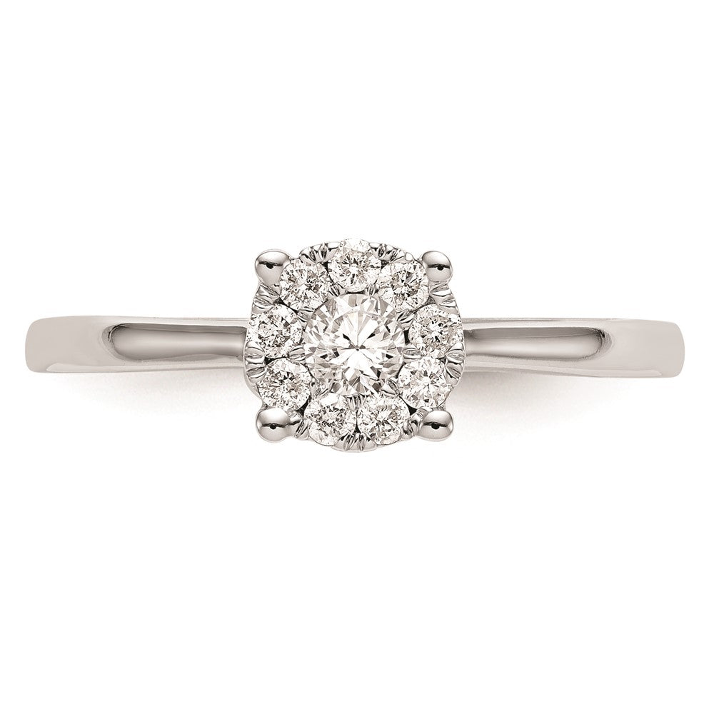 14K White Gold Complete Real Diamond Cluster Engagement Ring