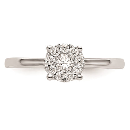 14K White Gold Complete Real Diamond Cluster Engagement Ring
