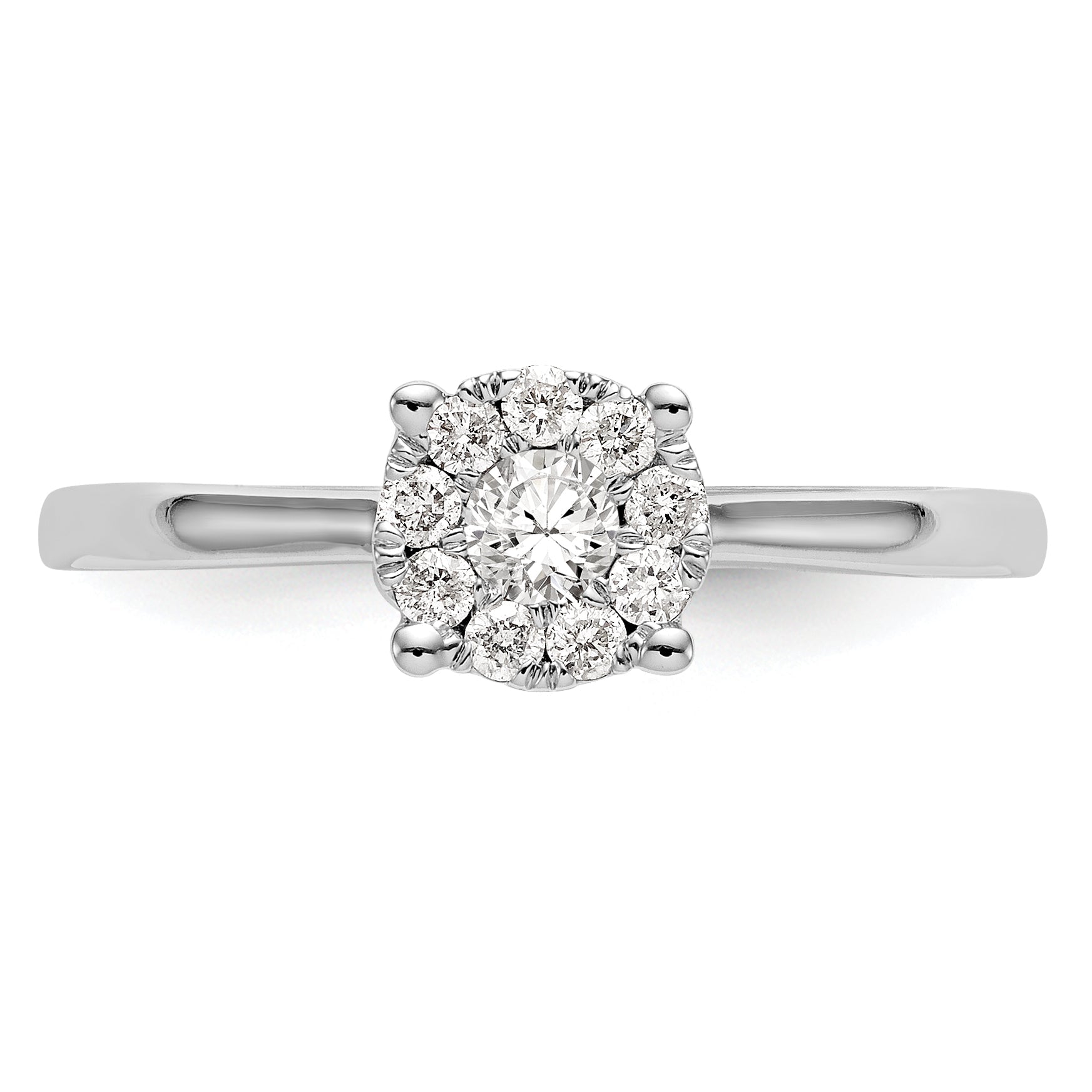 0.25ct. CZ Solid Real 14K White Gold Complete Cluster Engagement Ring