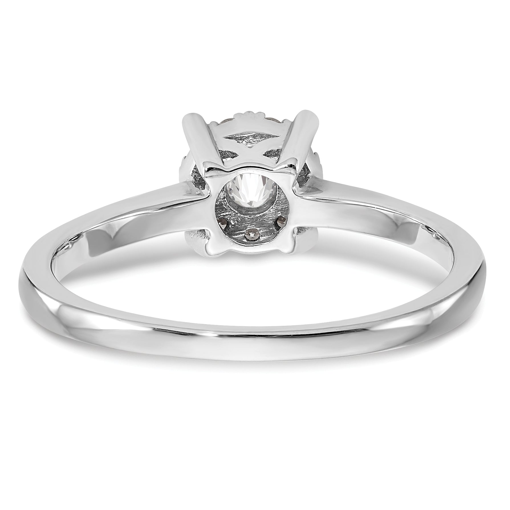 0.25ct. CZ Solid Real 14K White Gold Complete Cluster Engagement Ring