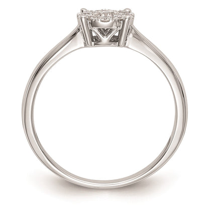 14K White Gold Complete Real Diamond Cluster Engagement Ring