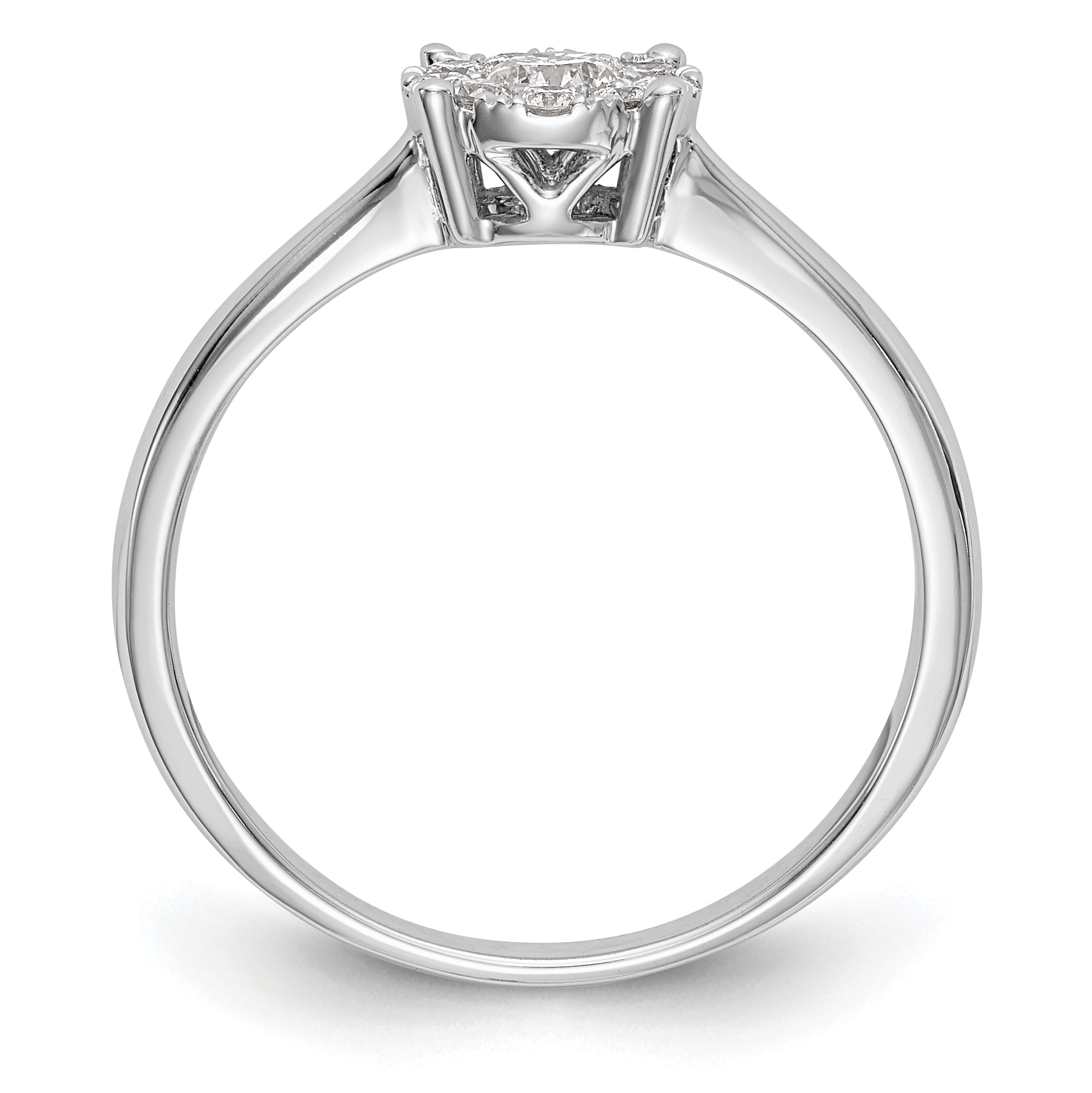 0.33ct. CZ Solid Real 14K White Gold Complete Cluster Engagement Ring