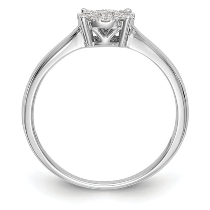 0.33ct. CZ Solid Real 14K White Gold Complete Cluster Engagement Ring