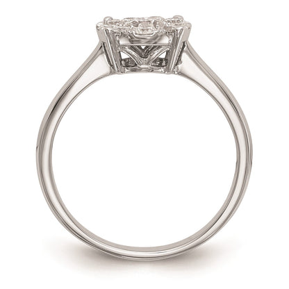 14K White Gold Complete Real Diamond Cluster Engagement Ring