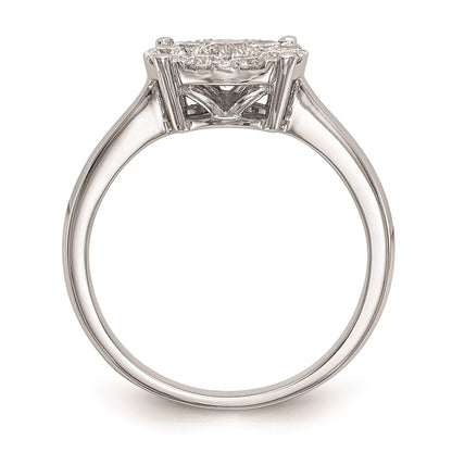 14K White Gold Complete Real Diamond Cluster Engagement Ring