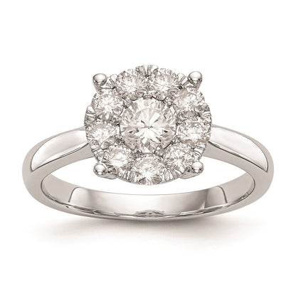 14K White Gold Complete Real Diamond Cluster Engagement Ring