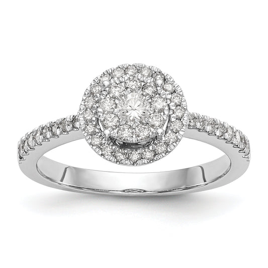 0.50ct. CZ Solid Real 14K White Gold Complete Cluster Engagement Ring