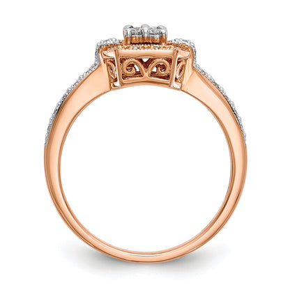 0.20ct. CZ Solid Real 14K Rose Gold Complete Cluster Engagement Ring