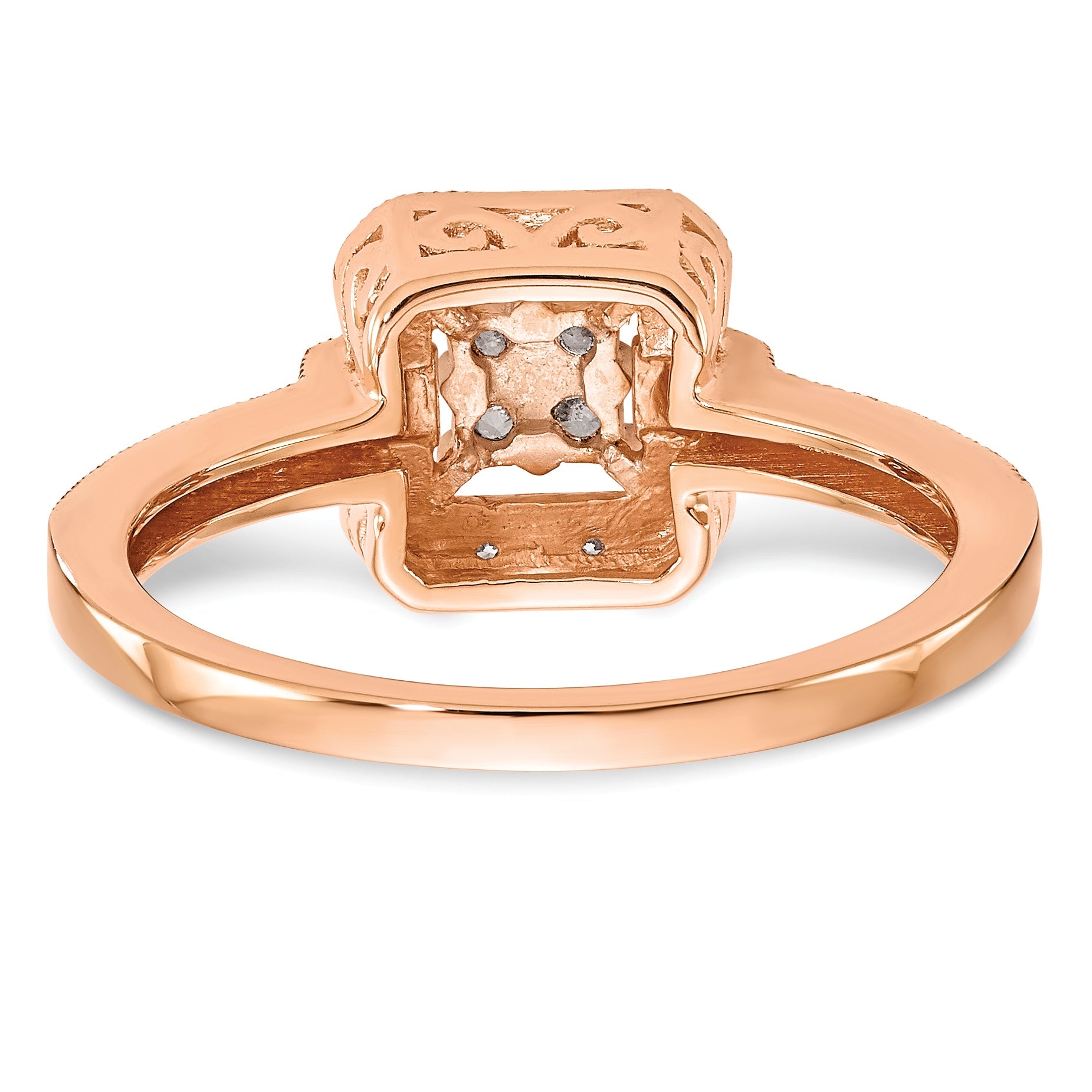 0.20ct. CZ Solid Real 14K Rose Gold Complete Cluster Engagement Ring
