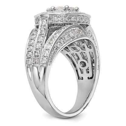 14K White Gold Complete Real Diamond Cluster Engagement Ring
