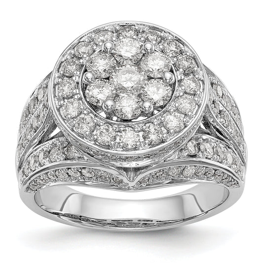 2.00ct. CZ Solid Real 14K White Gold Complete Cluster Engagement Ring