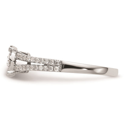 14K White Gold Complete Real Diamond Cluster Engagement Ring