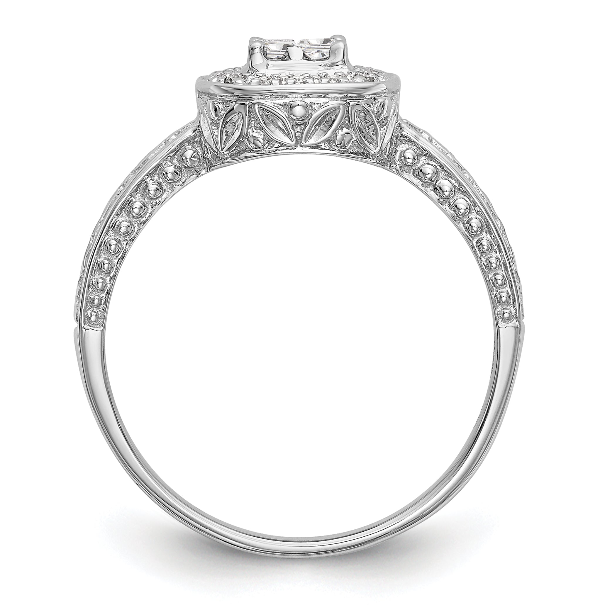 0.20ct. CZ Solid Real 14K White Gold Cluster Engagement Ring