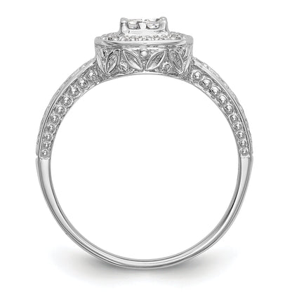 0.20ct. CZ Solid Real 14K White Gold Cluster Engagement Ring