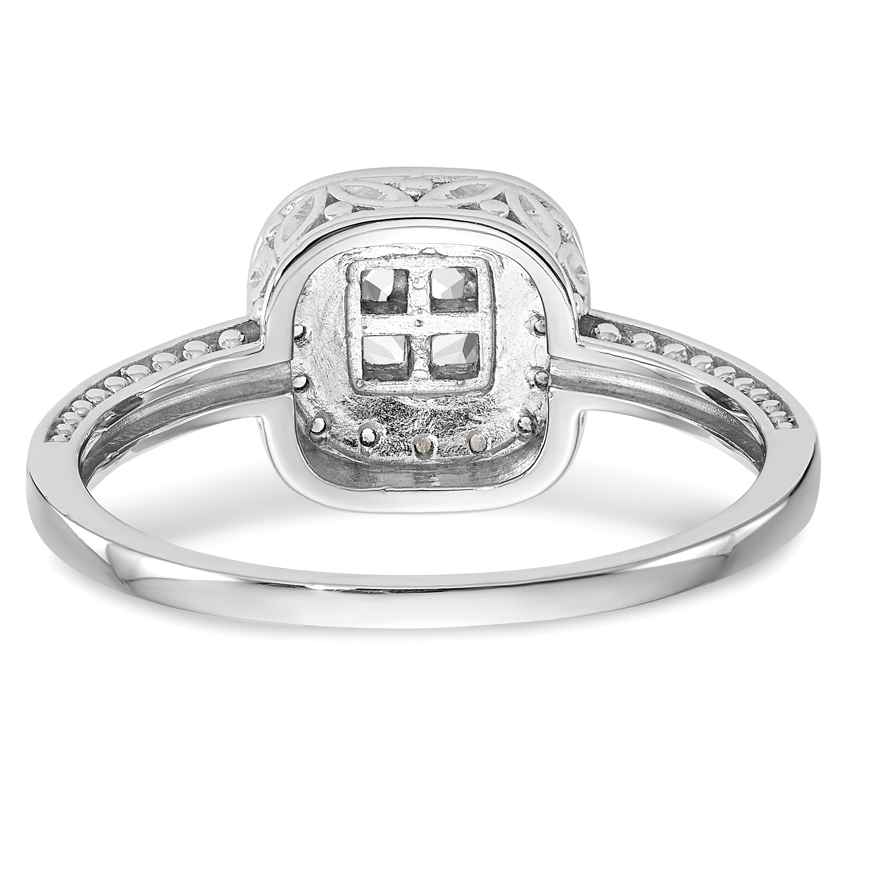 0.20ct. CZ Solid Real 14K White Gold Cluster Engagement Ring