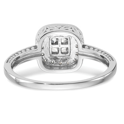 0.20ct. CZ Solid Real 14K White Gold Cluster Engagement Ring