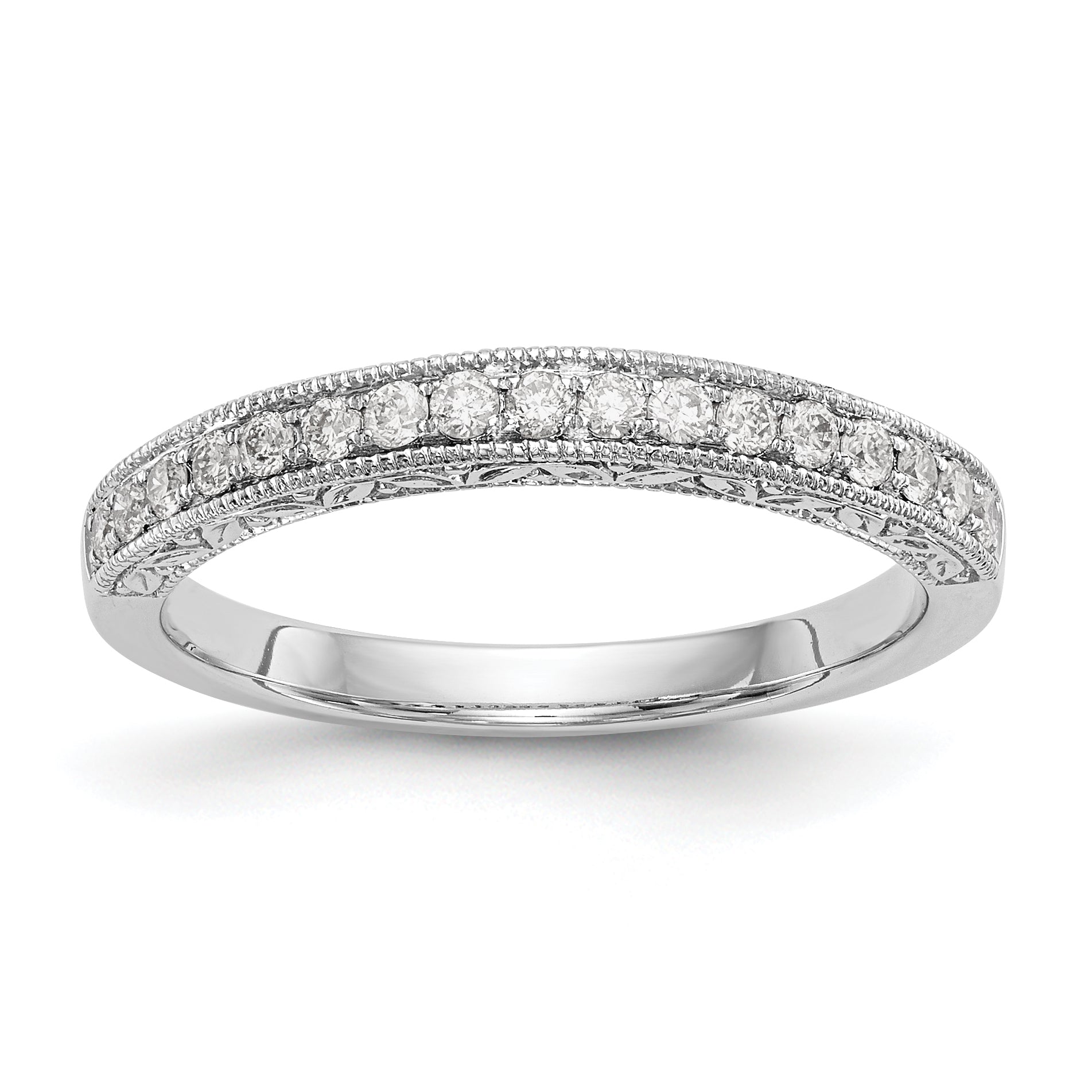 0.20ct. CZ Solid Real 14k White Gold Wedding Wedding Band Ring