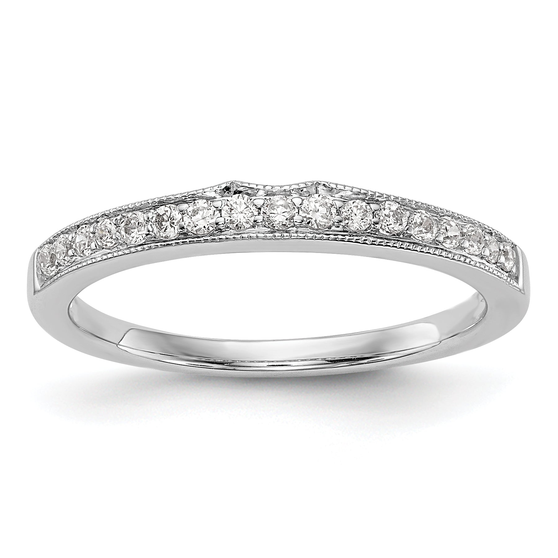 0.20ct. CZ Solid Real 14k White Gold Wedding Wedding Band Ring