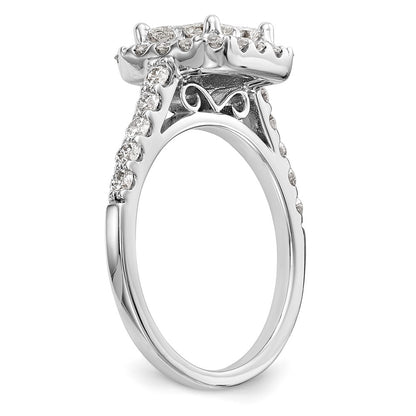 14K White Gold Complete Real Diamond Cluster Engagement Ring