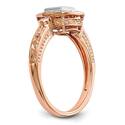 0.33ct. CZ Solid Real 14K Rose Gold Complete Cluster Engagement Ring