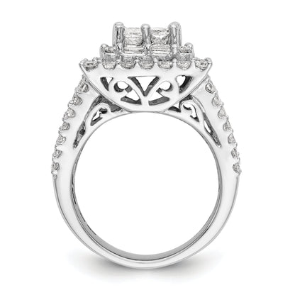 4.35ct. CZ Solid Real 14K White Gold Complete Cluster Engagement Ring
