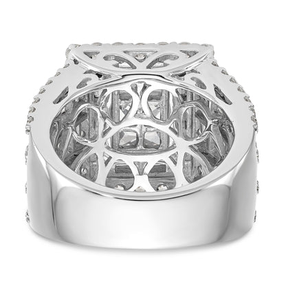 4.35ct. CZ Solid Real 14K White Gold Complete Cluster Engagement Ring