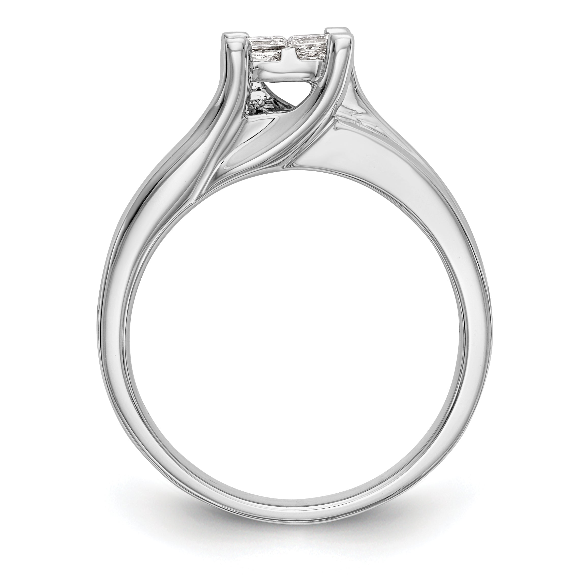 1.00ct. CZ Solid Real 14K White Gold Complete Cluster Engagement Ring