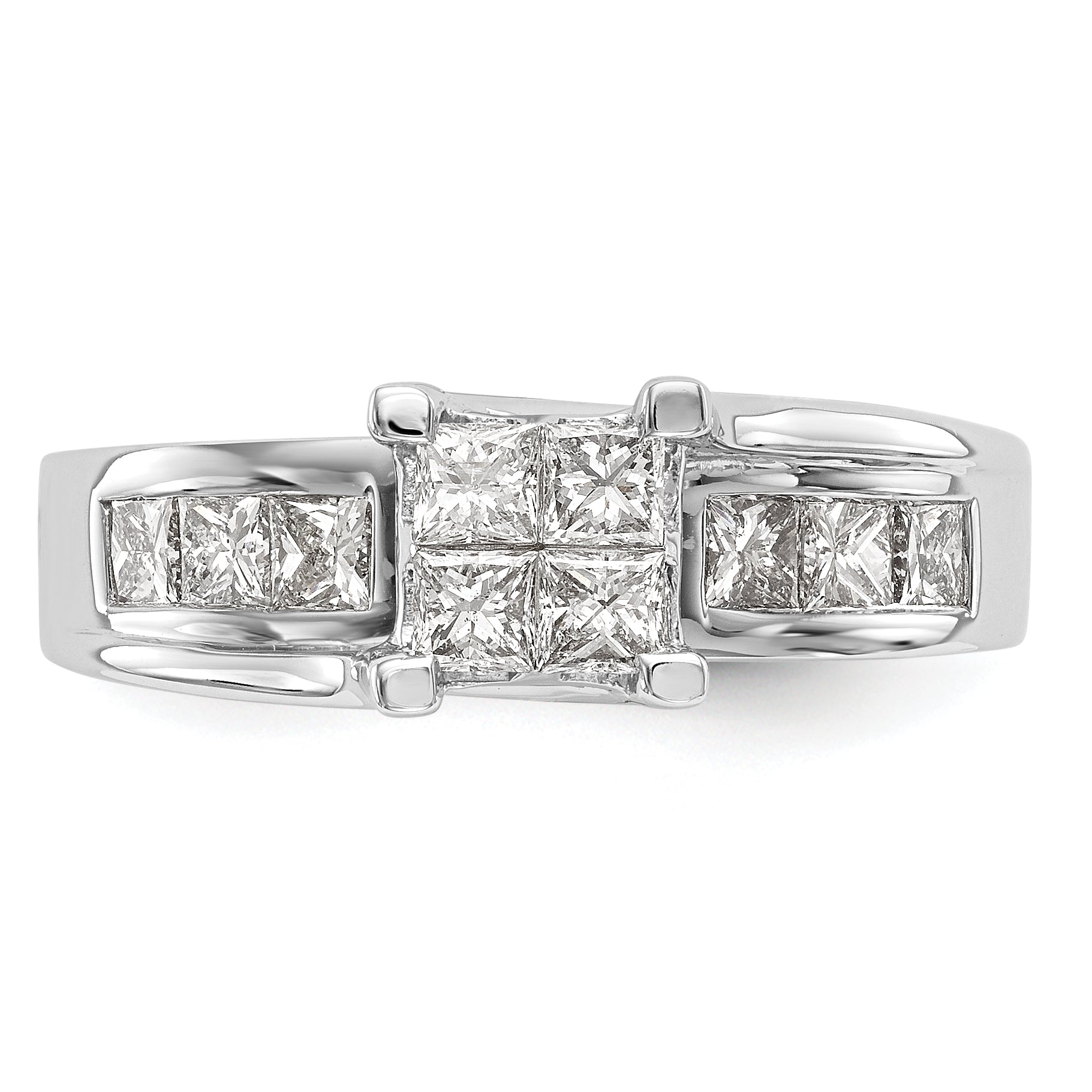 1.00ct. CZ Solid Real 14K White Gold Complete Cluster Engagement Ring