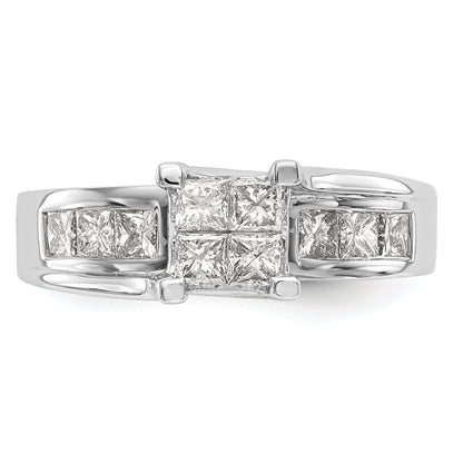 1.00ct. CZ Solid Real 14K White Gold Complete Cluster Engagement Ring