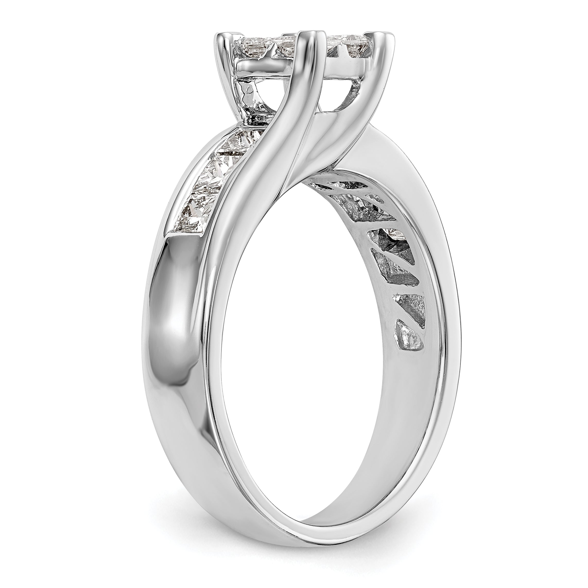 1.00ct. CZ Solid Real 14K White Gold Complete Cluster Engagement Ring