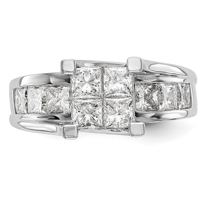 14K White Gold Complete Real Diamond Cluster Engagement Ring