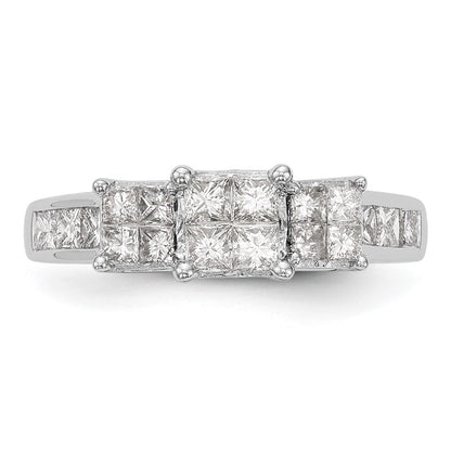14K White Gold Complete Real Diamond Cluster Engagement Ring