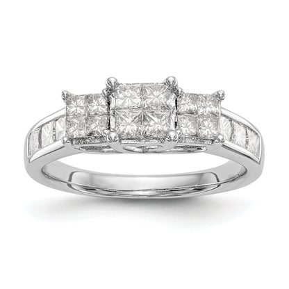 1.00ct. CZ Solid Real 14K White Gold Complete Cluster Engagement Ring