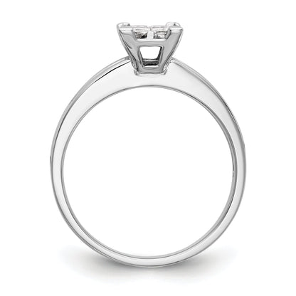0.15ct. CZ Solid Real 14K White Gold Complete Cluster Engagement Ring