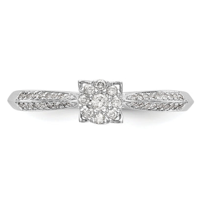 0.20ct. CZ Solid Real 14K White Gold Complete Cluster Engagement Ring